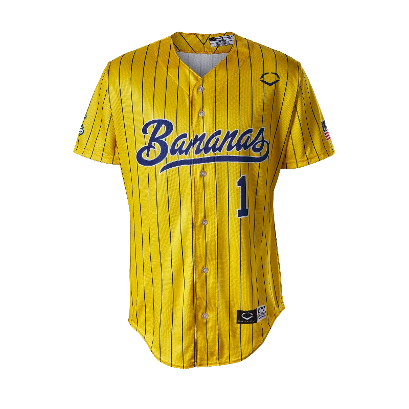 Slightly Flared Design YOUTH Bananas EvoShield Jersey - Yellow Pin Stripe