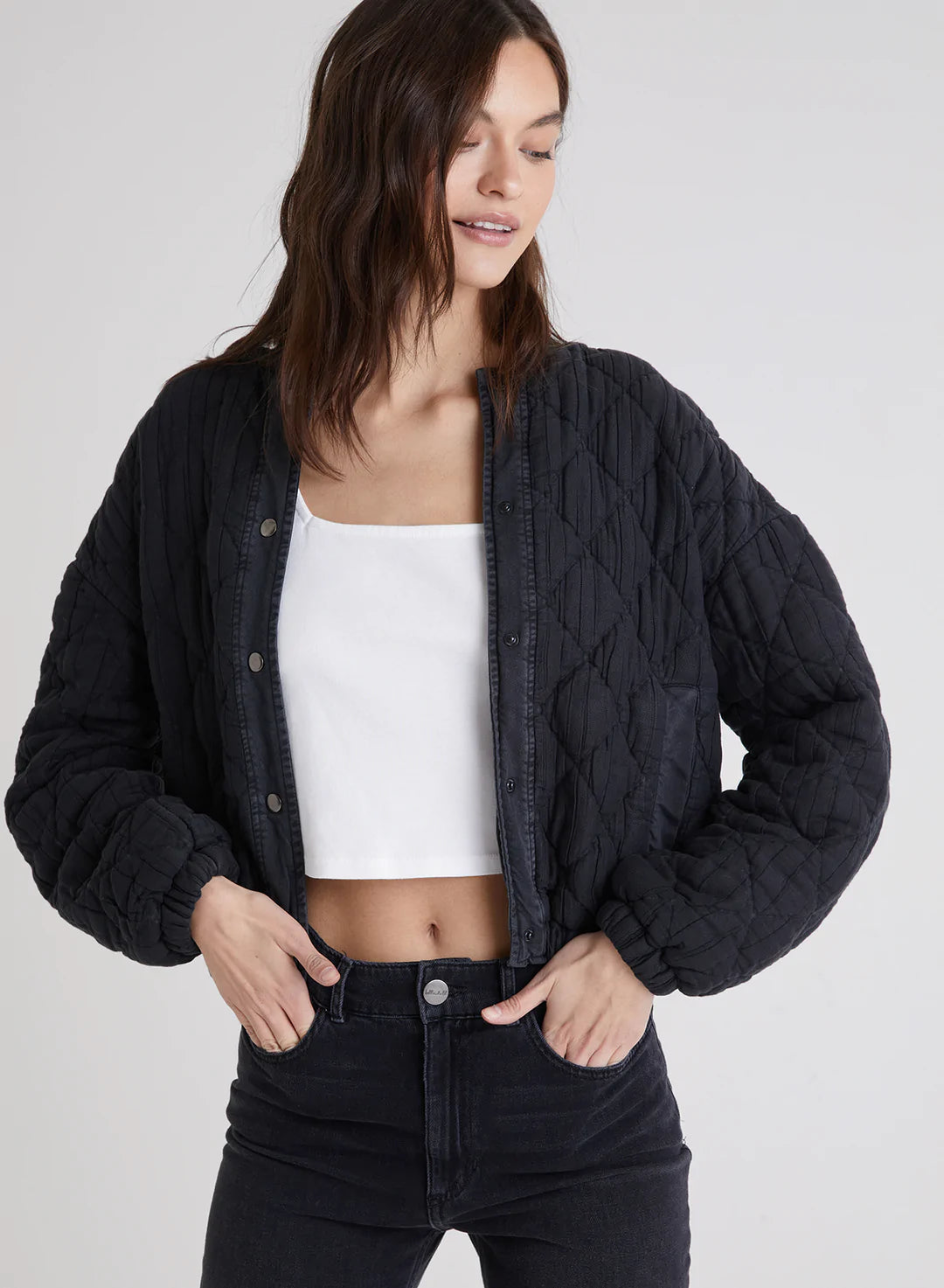 Slightly Flared Design Wanderlust Welt Pocket Bomber Jacket