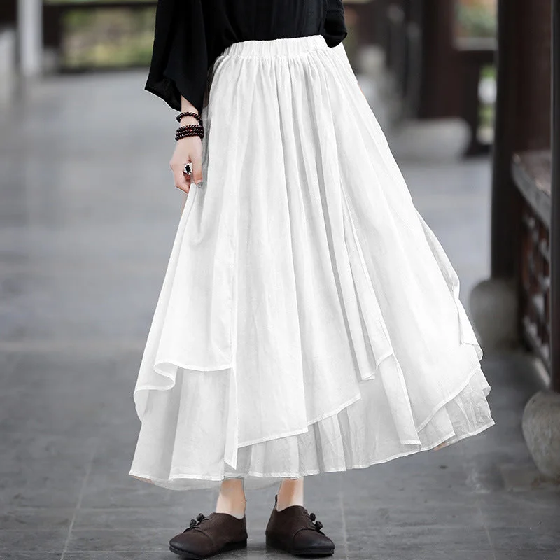 Urban Style Fairy Line Irregular White Skirts