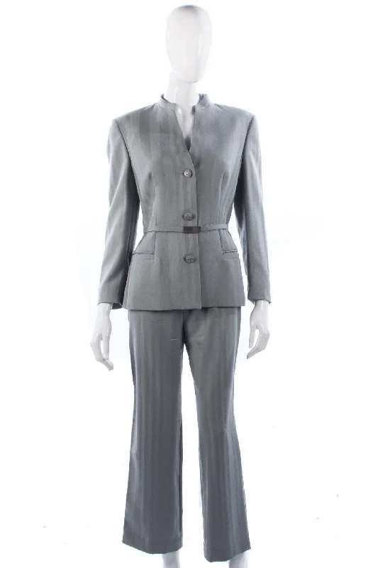 Simple Style Versace Classic V2 Touser Suit Grey Wool IT Size 42 (UK10)