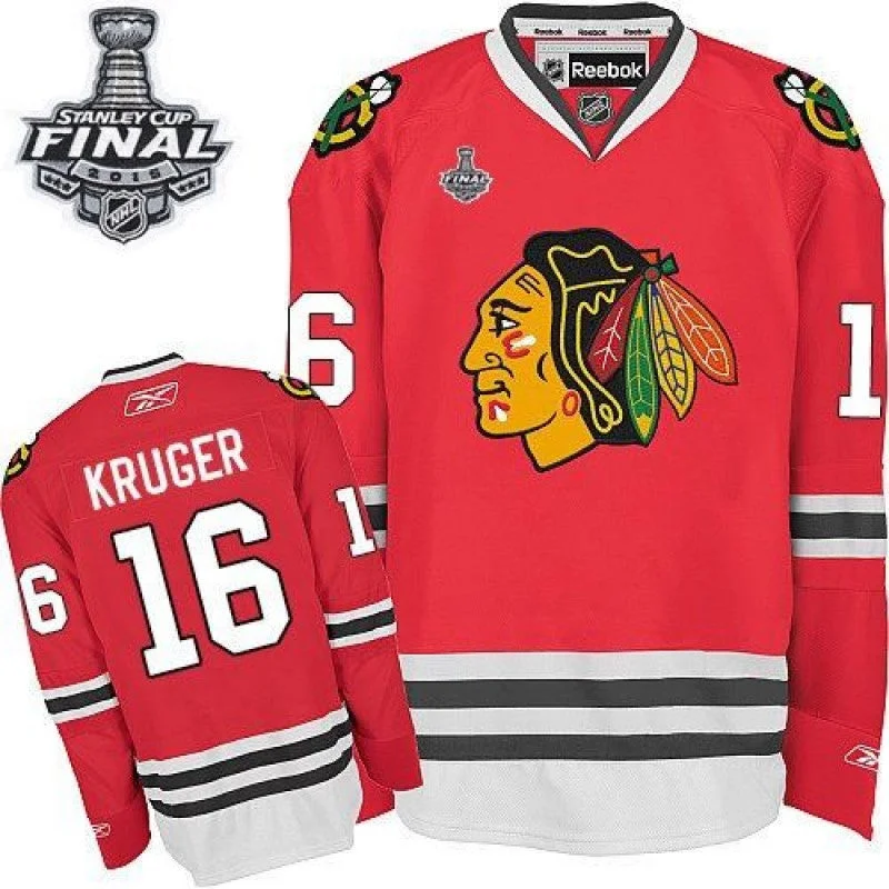 Classic Series Marcus Kruger #16 Chicago Blackhawks Reebok Home Red Premier Jersey w/ 2015 Stanley Cup Patch