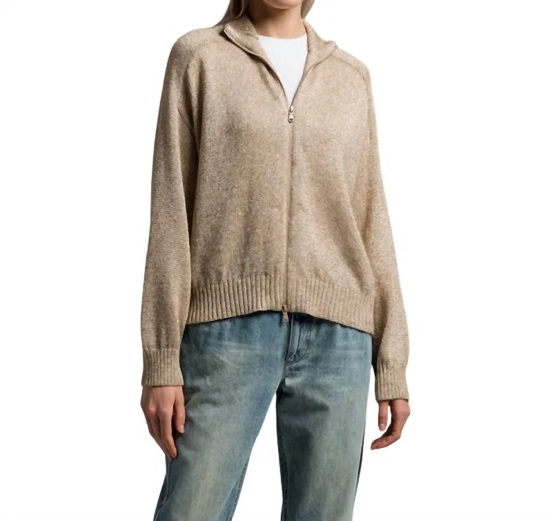 Sports And Leisure Lurex Wool Cardigan In Beige/brown(Gold)