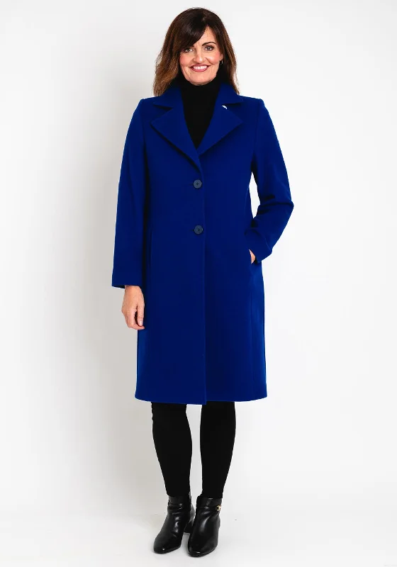 Autumn Selection Christina Felix Notch Collar Wool Cashmere Blend Long Coat, Royal Blue