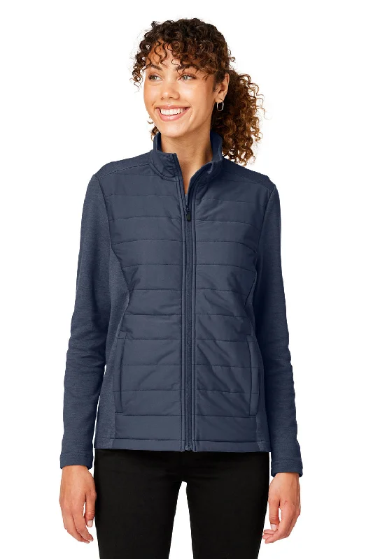 Warm And Comfortable Devon & Jones Womens New Classics Charleston Hybrid Full Zip Jacket - Navy Blue Melange