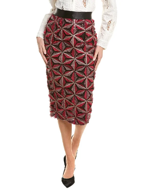 High-end Design Gracia Sequin Beaded Pinwheel Midi Skirt