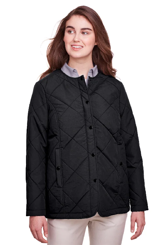 Playful Style UltraClub Womens Dawson Quilted Water Resistant Full Zip Jacket - Black - Closeout