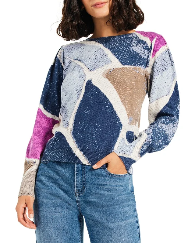 Youthful Street Fashion NIC+ZOE Petite Printed Tiles Femme Sleeve Sweater