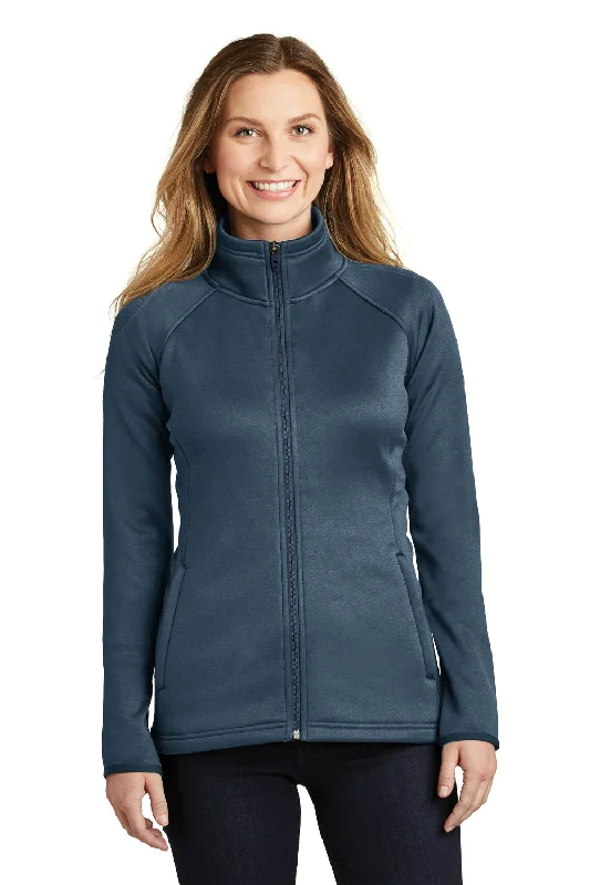 Classic Retro The North Face Womens Canyon Flats Full Zip Fleece Jacket - Heather Urban Navy Blue - Closeout