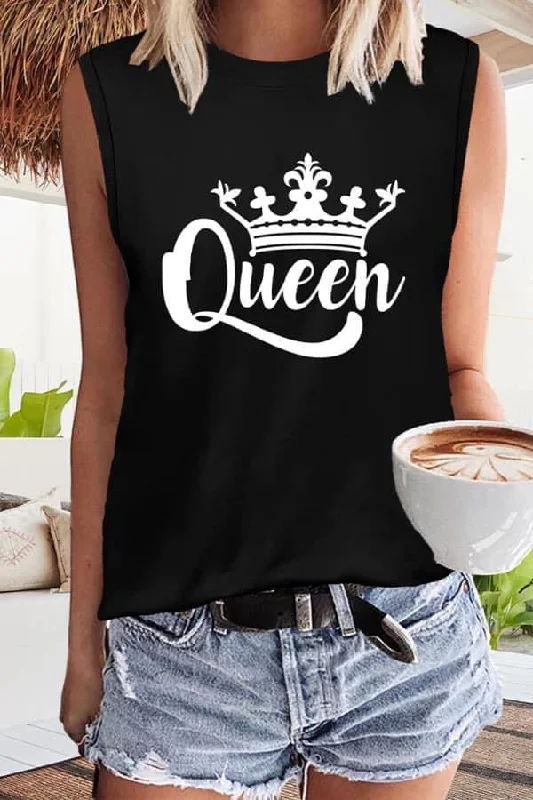 French Style Queen Print Tank Top