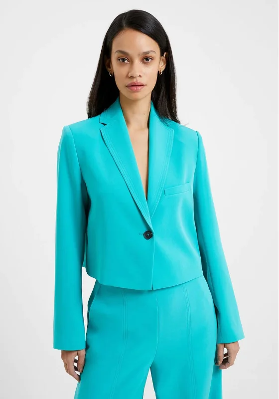 Classic And Versatile French Connection Echo Cropped Blazer, Jaded Teal