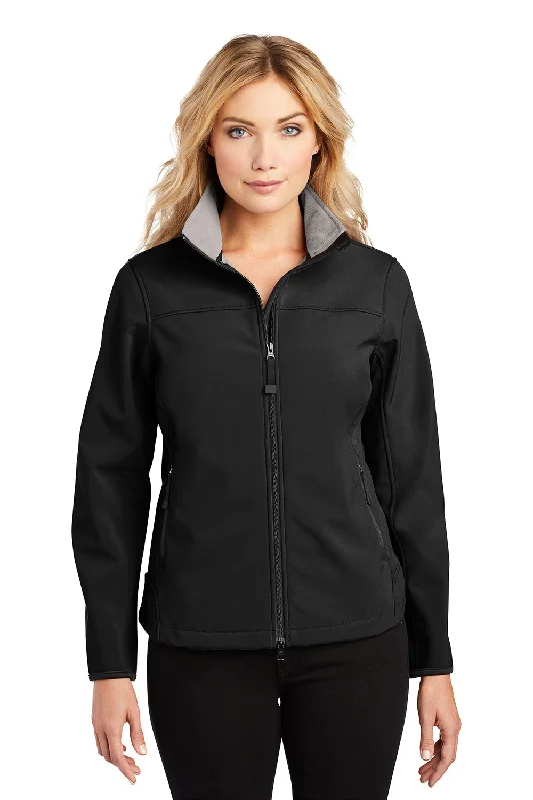 Elegant And Casual Port Authority Womens Glacier Wind & Water Resistant Full Zip Jacket - Black/Chrome Grey