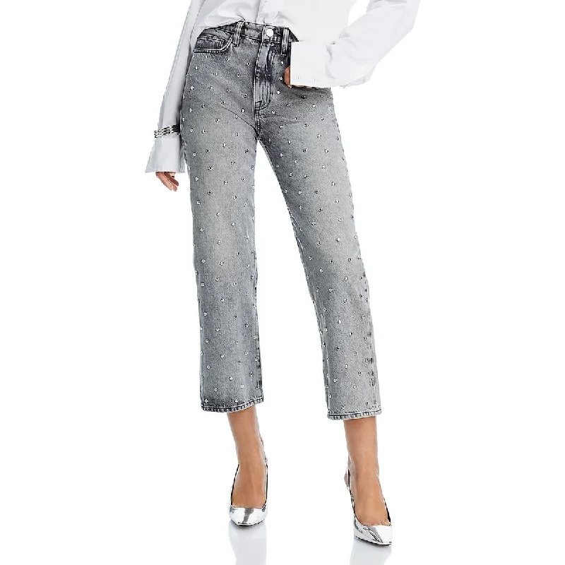 Age-reducing Style FRAME Womens Le Jane High Rise Studded Straight Leg Jeans