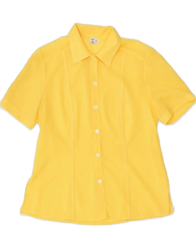 End Of The Year VINTAGE Womens Shirt Blouse UK 14 Large Yellow