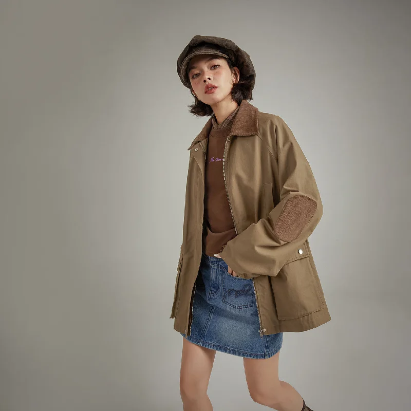 Carefree Style Corduroy Collar Jacket