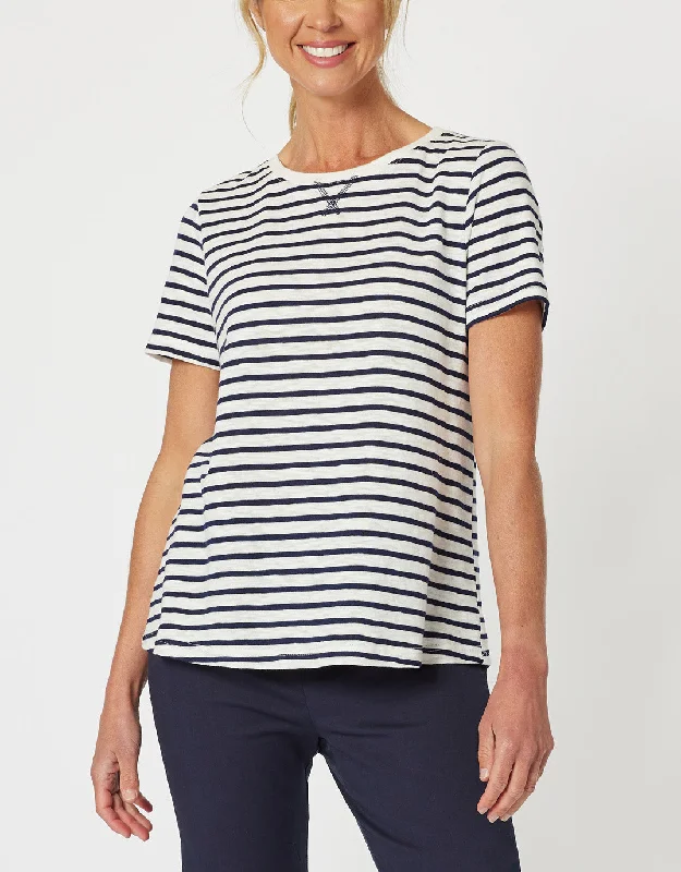 Classic And Versatile Classic Stripe Tee - Navy