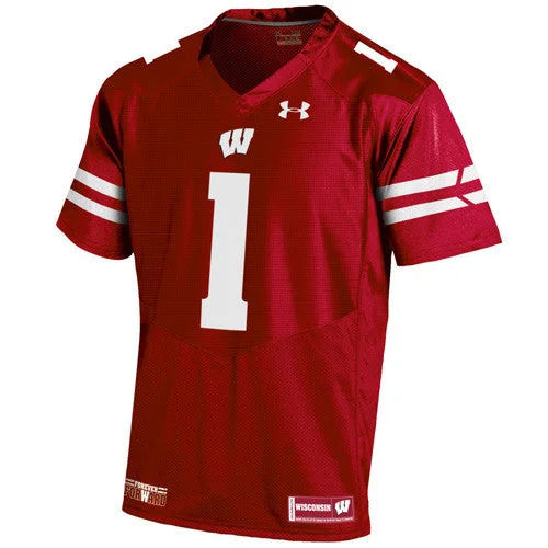 Lively And Youthful Wisconsin Badgers #1 Under Armour Red Adult Replica Jersey