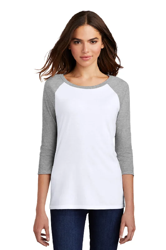 Celebrity Style District Womens Perfect Tri 3/4 Sleeve Crewneck T-Shirt - White/Grey Frost