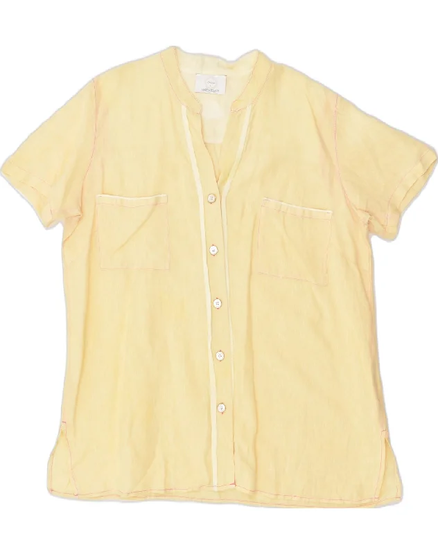 Street Cool MARINA RINALDI Womens Shirt Blouse UK 18 XL Yellow Linen