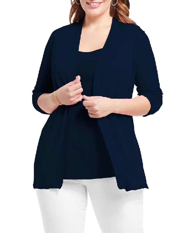 Sports Design NIC+ZOE Plus Lightweight Long Boc Linen-Blend Cardigan