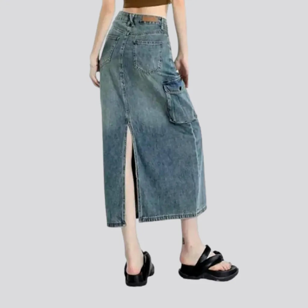 Luxury And Elegant High-waist long women's denim skirt