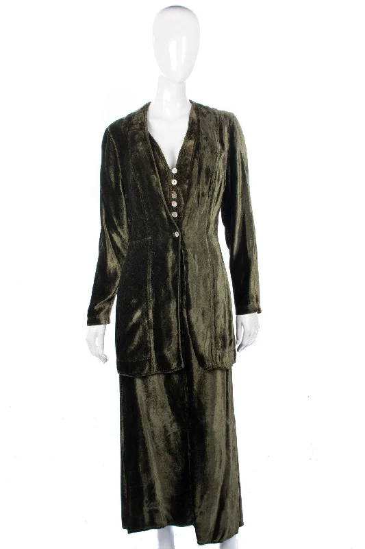 Carefree Style Marina Avraam Three Piece Velvet Suit Green Size M/L