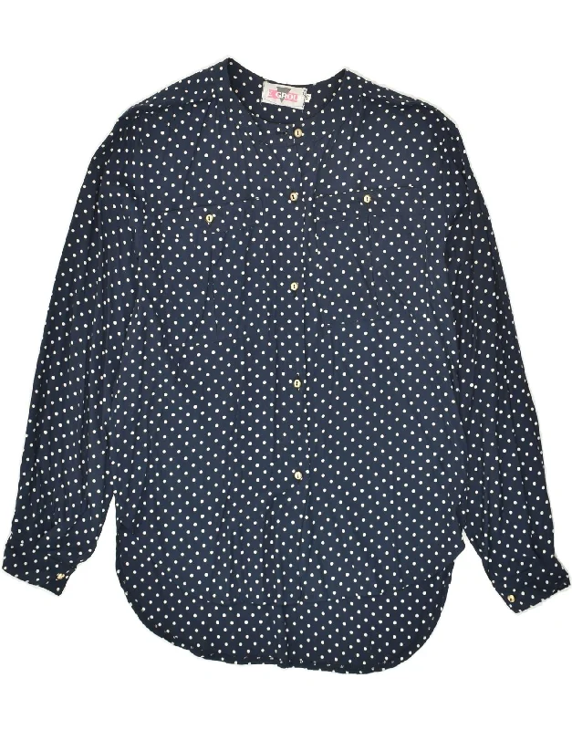 High-quality Fabrics LE GROUP Womens Shirt Blouse IT 42 Medium Navy Blue Polka Dot