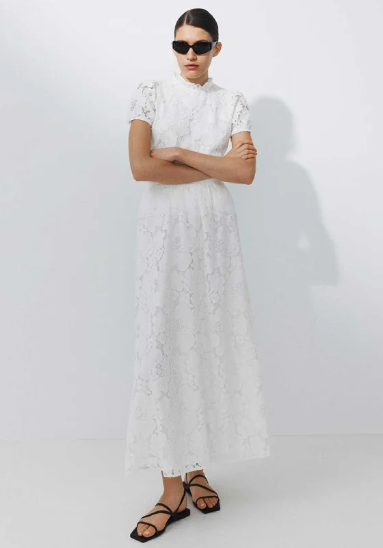 Classic And Versatile Vila Hada Crochet Maxi Skirt, Cloud Dancer