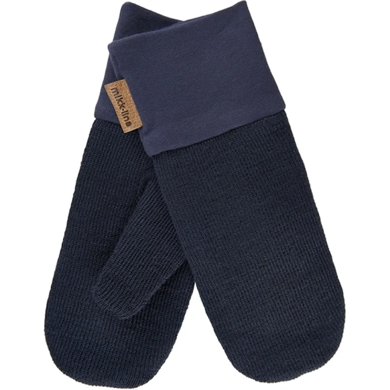 European And American Style Mikk-Line Knitted Mittens Dark Navy