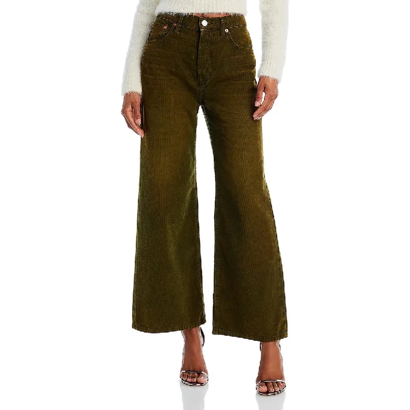 Celebrity Style RE/DONE Womens Corduroy High Rise Cropped Jeans