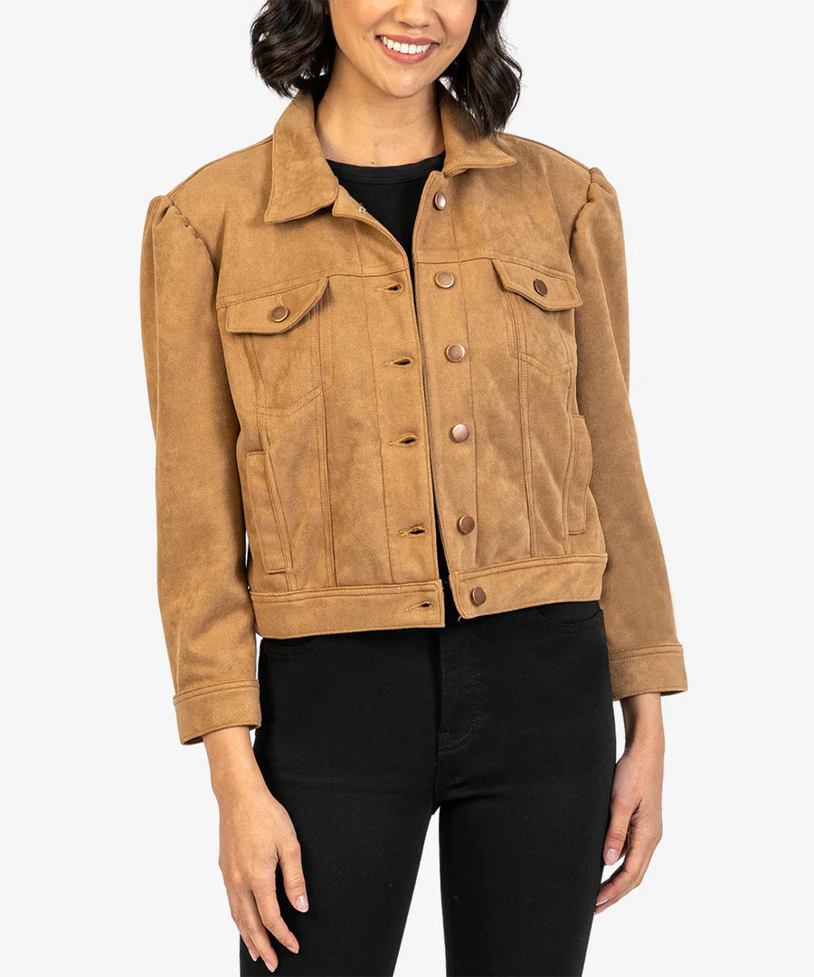 Comfortable And Casual Chantria Faux Suede Crop Jacket