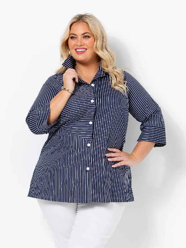 Trendy Items Navy Stripe Shirt