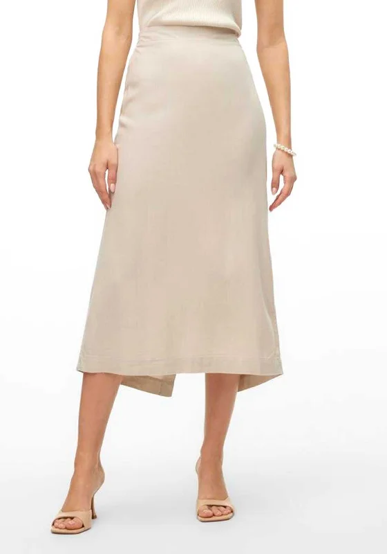 Simple Style Vero Moda My Milo Linen Blend Skirt, Silver Lining