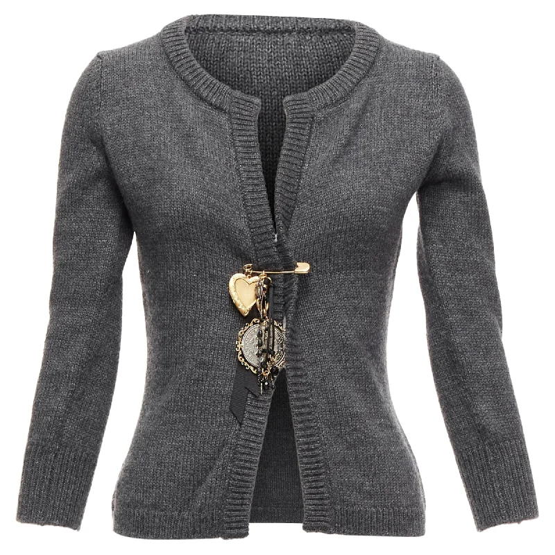 Personalized Clothing Dolce Gabbana Sicily Baroque Heart Ribbon Charm Pin Cardigan