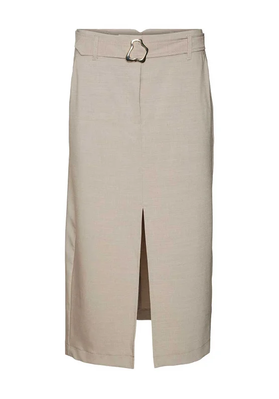 Romantic And Fresh Vero Moda Janne Gold Buckle Pencil Skirt, Moon Rock