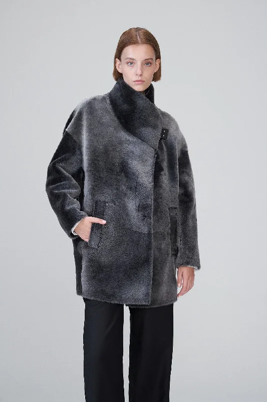 Spring Fashion Tanya - Black Shearling Coat