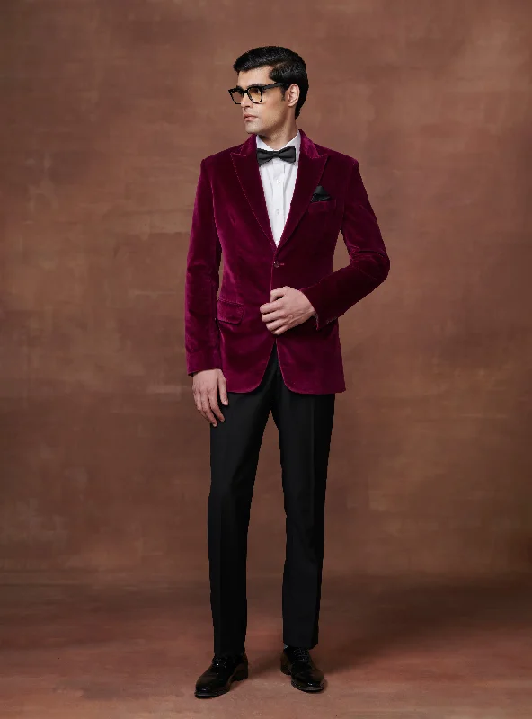 Simple And Comfortable REGAL BORDEAUX VELVET TUXEDO JACKET