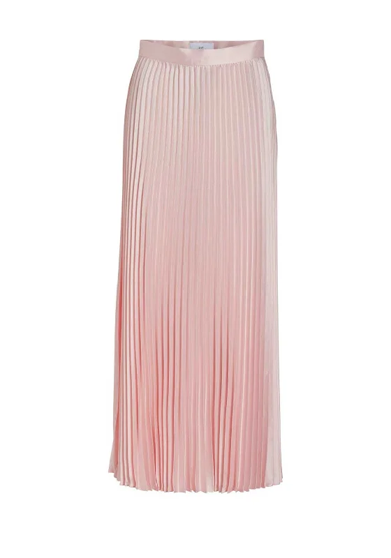 French Style Vila Plaza Plisse Long Skirt, Silver Pink