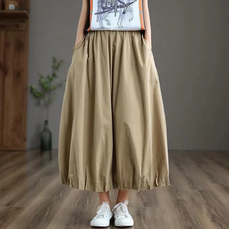 High-end Fabrics Casual Summer High Waist Women A Line Skirts