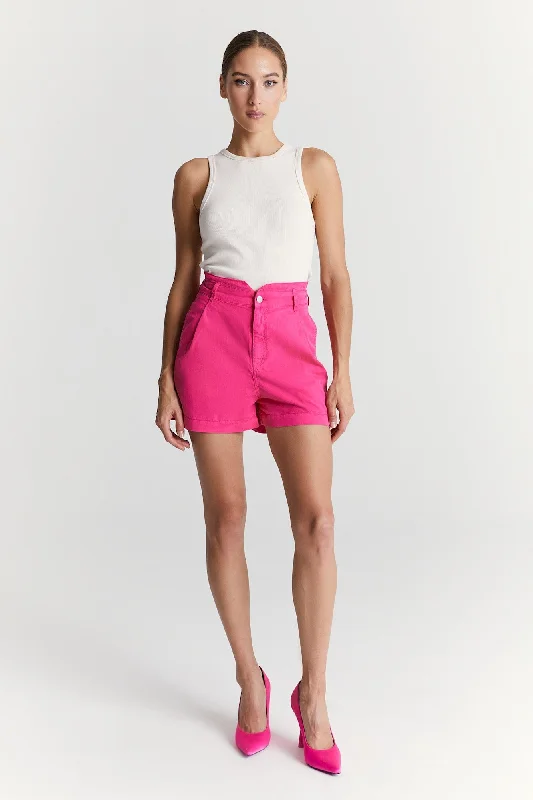 Light And Breathable Judy High Waist Paperbag Chino Shorts Pink