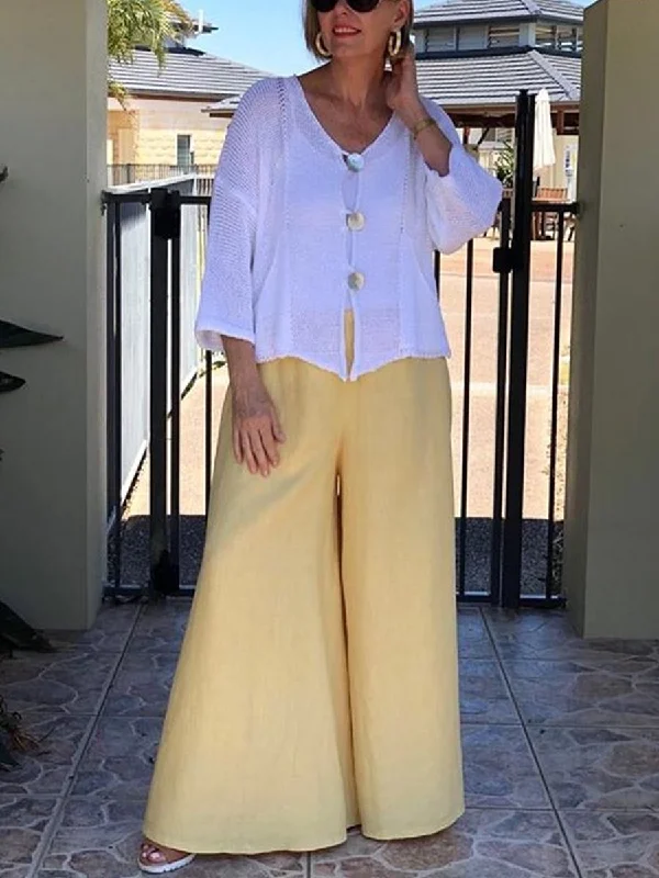 Lazy Style Plus Size Loose Shirt Wide Leg Pants Women's Suit