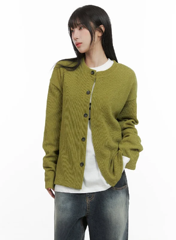 Classic And Versatile Round Neck Long Sleeve Cardigan CG430