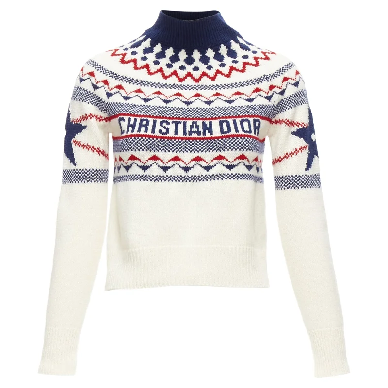 Short Design Christian Dior Dioralps cream wool cashmere fairisle sweater