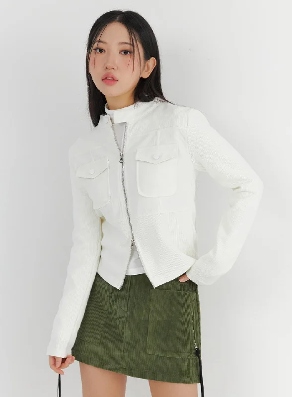 Lively And Youthful Two Way Pocket Zip-Up Jacket CO325