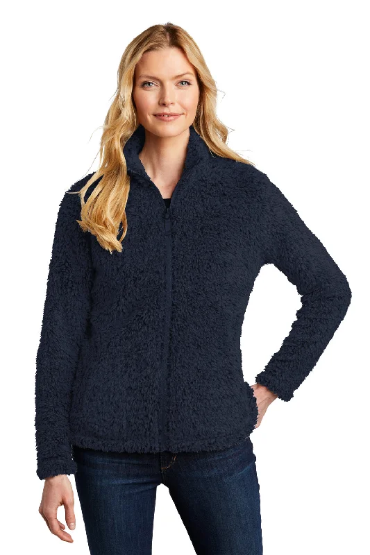 Advanced Customization Port Authority Womens Cozy Sherpa Fleece Full Zip Jacket - River Navy Blue - Closeout