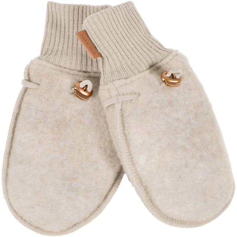 Short Design Mikk-Line Wool Mittens Melange Offwhite