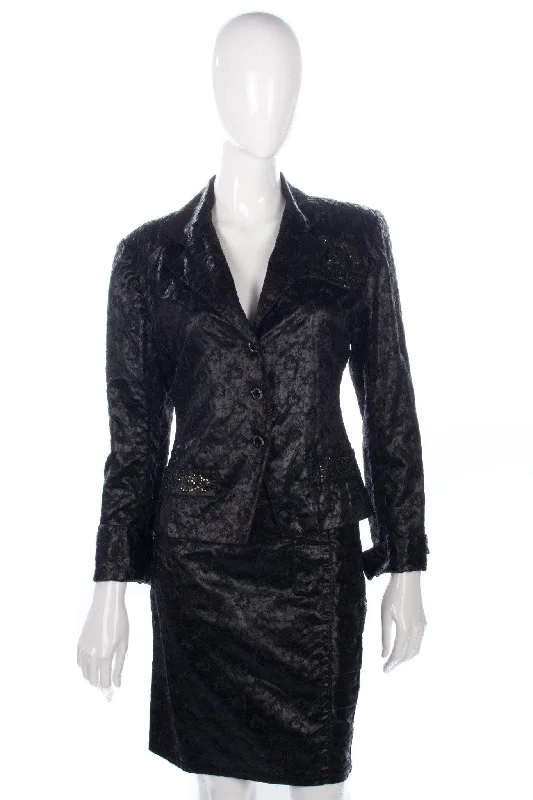 Elegant Temperament Marilyn Hattersley Skirt Suit Black embroidered and Sequin Material Size10/ Small