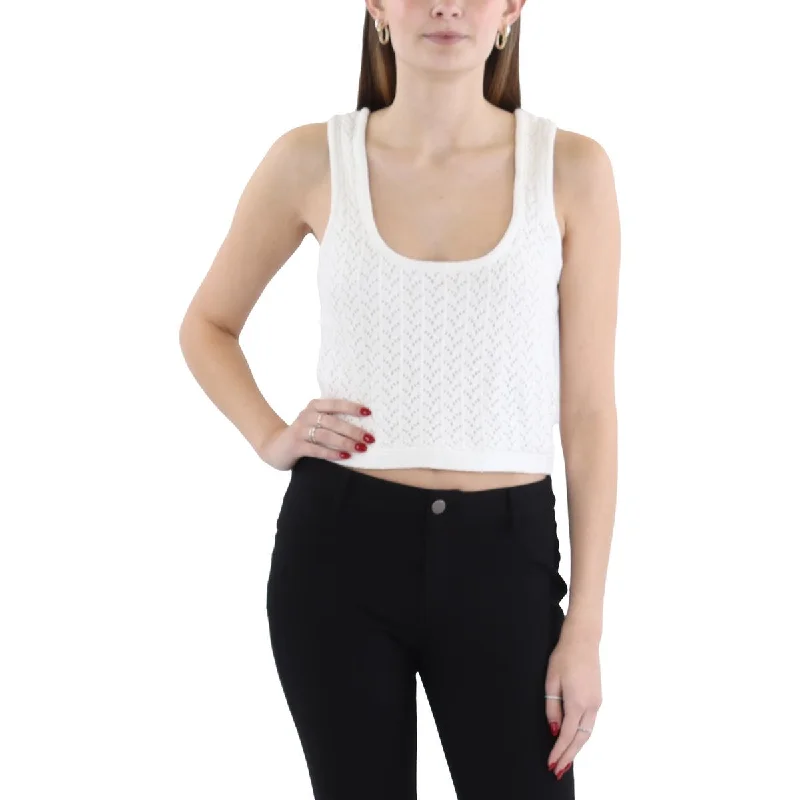 Wearable At Home Or Out Womens Crochet Scoop Neck Tank Top Sweater