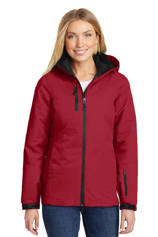 Sports Fashion Port Authority Womens Vortex 3-in-1 Waterproof Full Zip Hooded Jacket - Rich Red/Black