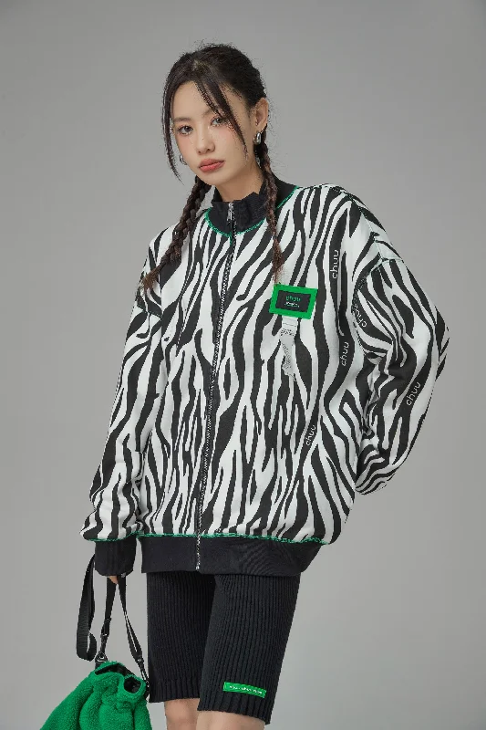 Designer Style I Know Who I Am Zebra Bomber Jacket