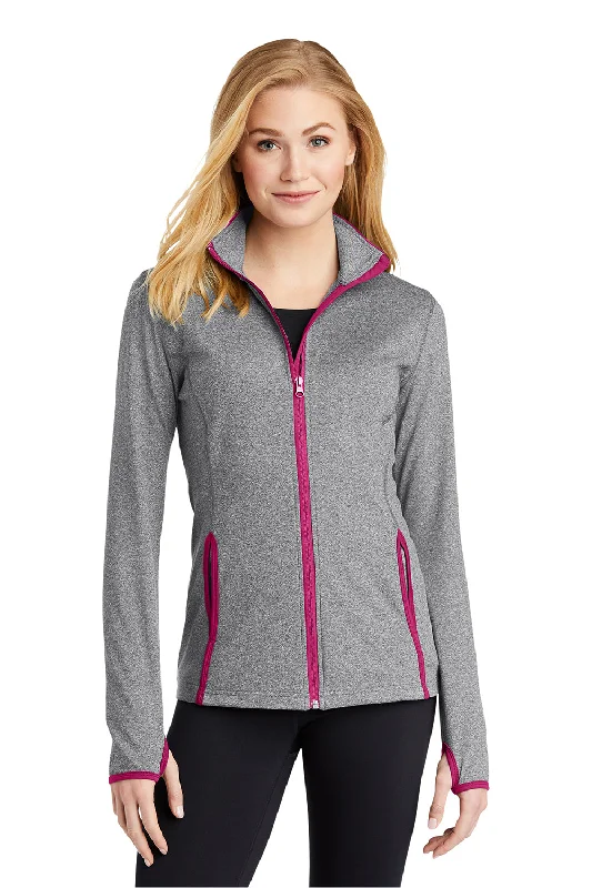 Luxury Temperament Sport-Tek Womens Sport-Wick Moisture Wicking Full Zip Jacket - Heather Charcoal Grey/Pink Rush